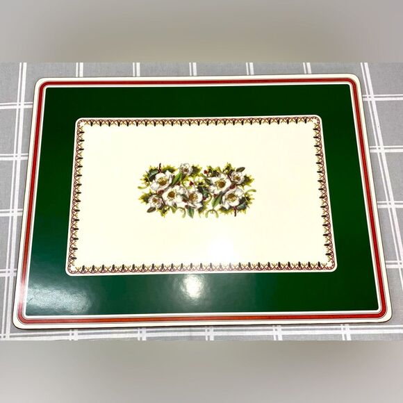 Spode Christmas Rose Large Acrylic Finish Corkboard Back Placemats Box Set of 4 - Picture 4 of 12